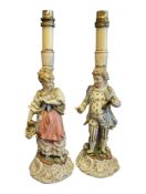 PAIR OF EARLY 20TH CENTURY MEISSEN DRESDEN FIGURAL TABLE LAMPS