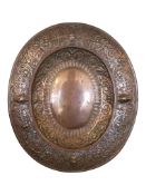 FRENCH 19TH CENTURY ARTS & CRAFTS COPPER GOTHIC REVIVAL OVAL WALL HANGING PLATE