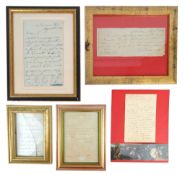 ART INTEREST - COLLECTION FRAMED SIGNED LETTERS TO INCUDE JOHN BELL, WILLIAM FRITH ETC