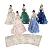 ROYAL WORCESTER FOR COMPTON WOODHOUSE - FIVE LIMITED EDITION BONE CHINA FIGURINES