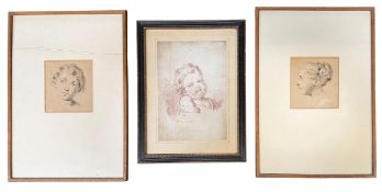 THREE 19TH CENTURY ENGRAVING & PRINTS AFTER 18TH CENTURY PENCIL DRAWINGS