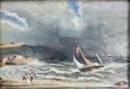 LATE 19TH / EARLY 20TH CENTURY OIL ON CANVAS MARITIME PAINTING