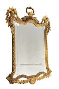 A FRENCH ROCOCO STYLE 20TH CENTURY GILT WALLA HANGING MIRROR