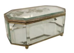 ETCHED CRYSTAL GLASS JEWELERY BOX BY JOHN JENKINS