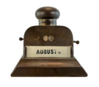 A 19TH CENTURY ARTS & CRAFTS COPPER DESK PERPETUAL CALENDER