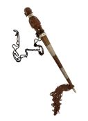 20TH CENTURY AFRICAN TRIBAL CEREMONIAL CARVED WOOD STAFF