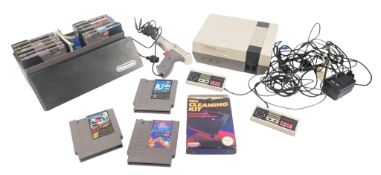 RETRO GAMING - NINTENDO NES WITH GAMES & GAME STORAGE CASE