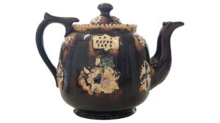 VICTORIAN 19TH CENTURY MAJOLICA CERAMIC TEAPOT