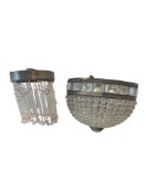 TWO VINTAGE 20TH CENTURY CUT GLASS LIGHT SHADES