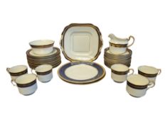 AYNSLEY - EARLY 20TH CENTURY COBALT BLUE & GILT CHINA TEA SERVICE