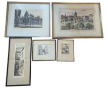 COLLECTION OF SIGNED FRAMED & GLAZED ETCHINGS