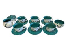 DENBY - LATE 20TH CENTURY GREENWHEAT STONEWARE PART TEA SERVICE