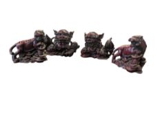 COLLECTION OF CINNABAR STYLE CHINESE RESIN FIGURES