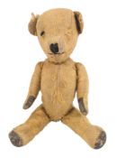 TEDDY BEARS - 1920S MOHAIR STRAW FILLED TEDDY BEAR