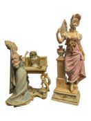 CAPODIMONTE - TWO 20TH CENTURY BISQUE PORCELAIN FIGURES OF LADIES