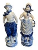 TWO 20TH CENTURY DUTCH BLUE & WHITE PORCELAIN FIGURES