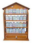 1990S BROOKS & BENTLEY FULL SET OF HOUSE SPICE & HERB JARS W/ SHELF UNIT