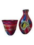 TWO VINTAGE STUDIO ART GLASS VASES