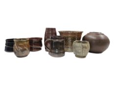 A COLLECTION OF BROWN VINTAGE 20TH CENTURY STUDIO ART POTTERY