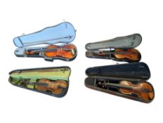 COLLECTION OF FOUR 20TH CENTURY VIOLINS & VIOLAS