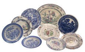 EIGHT 19TH CENTURY & LATER COPELAND SPODE TRANSFER & HAND PAINTED CERAMIC PLATES