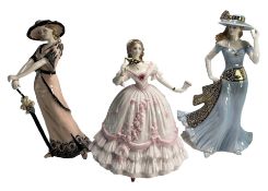 ROYAL WORCESTER & COALPORT - THREE FINE BONE CHINA COMPTON & WOODHOUSE FIGURINES