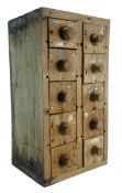 20TH CENTURY SMALL HARDWOOD DESK TOP CHEST OF DRAWERS / SPICE BOX