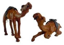 TWO LIBERTY STYLE CAMEL LEATHER MODELS, WITH SADDLE AND FIXTURES