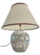 VINTAGE 20TH CENTURY CHINESE POLYCHROME DECORATED TABLE LAMP