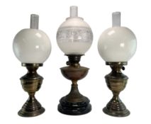 SELECTION OF THREE OIL LAMPS DATING FROM THE LATE 19TH CENTURY