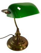 LATE 20TH CENTURY BRASS & GREEN GLASS BANKER'S DESK LAMP