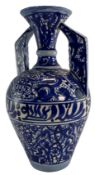 HISPANO MORESQUE INSPIRED BLUE & WHITE POTTERY AMPHORA VASE