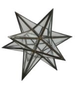 20TH CENTURY GLASS AND BRASS HANGING STAR CEILING LIGHT