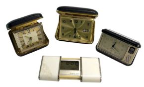FOUR DESKTOP / TRAVEL ALARM CLOCKS - SEIKO, LORUS, EUROPA, QUARTZ