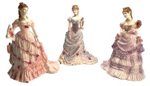 ROYAL WORCESTER FOR COMPTON & WOODHOUSE- THREE FINE BONE CHINA FIGURINES 'SPLENDOUR AT COURT'