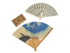 EARLY 20TH CENTURY JERUSALEM SOUVENIR FLOWER BOOKLET & TWO FOLDING FANS