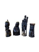 FOUR 20TH CENTURY AFRICAN TRIBAL WOODEN CARVINGS