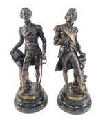 TWO BRONZE FIGURES - DUKE OF WELLINGTON & LORD NELSON