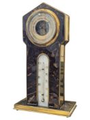 VINTAGE 20TH CENTURY FAUX TORTOISE SHELL & BRASS MANTEL BAROMETER
