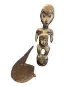 20TH CENTURY AFRICAN CARVED WOODEN SCULPTURE & PADDLE