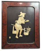 EARLY 20TH CENTURY JAPANESE MEIJI PERIOD SHIBAYAMA WOODEN PANEL