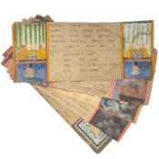 ORIGINAL THAI PHRA MANUSCRIPT, SEVEN SHEETS WITH CALLIGRAPHY AND ARTWORK