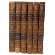 LORD BYRON - 1818 THE WORKS OF LORD BYRON, SIX VOLUMES, BOUND IN LEATHER