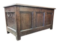 18TH CENTURY OAK THREE PANELLED COFFER