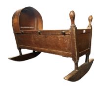 GEORGE III 18TH CENTURY OAK WOOD ROCKING CRIB/CRADLE/COT