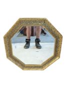 GILT WOOD OCTAGONAL BEVELLED EDGE WALL MIRROR & PUTTI