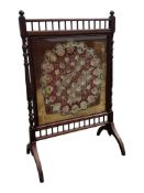 19TH CENTURY VICTORIAN MAHOGANY FIRE SCREEN