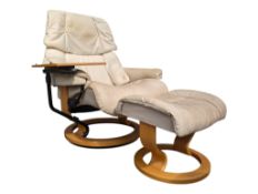 EKORNES, NOR WAY - VINTAGE LATE 20TH CENTURY RECLINING LEATHER ARMCHAIR
