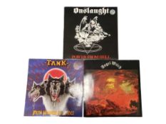 THREE VINTAGE 1980S HEAVY METAL LP VINYL RECORDS
