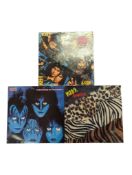KISS - THREE HARD ROCK LP VINYL RECORDS